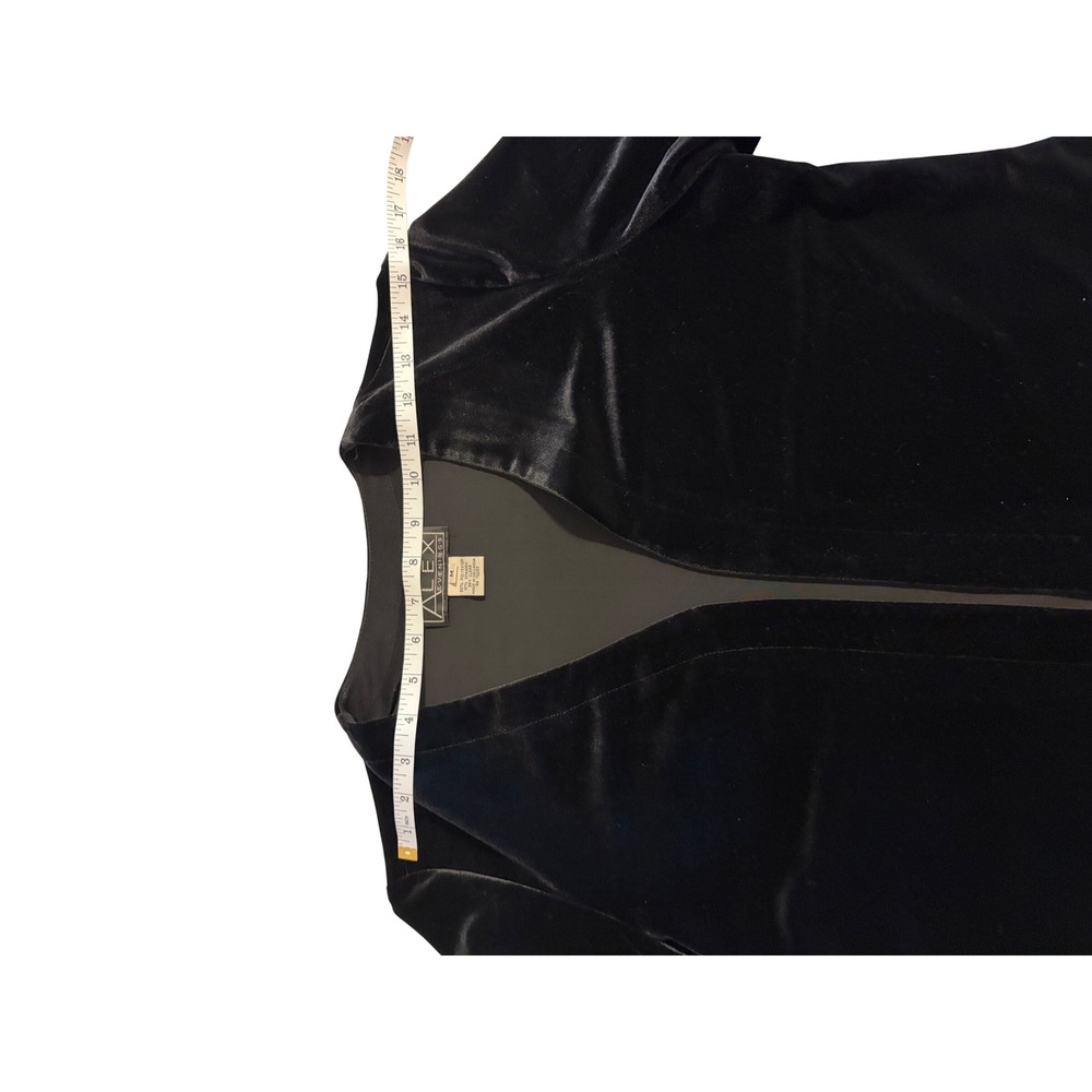 Alex Evenings Wmns Black Velvet Open Front Cardigan Jacket Size M Formal Evening - Picture 7 of 10